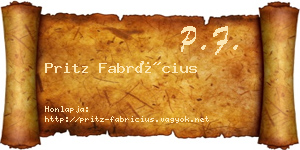 Pritz Fabrícius névjegykártya